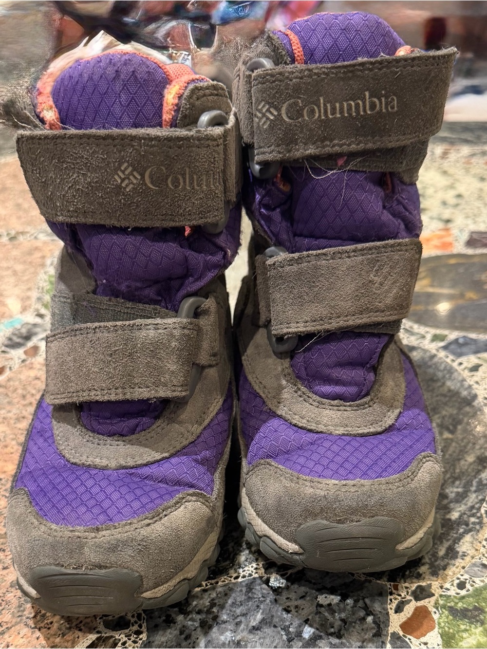 Columbia Purple and Gray Kids Snow Boots